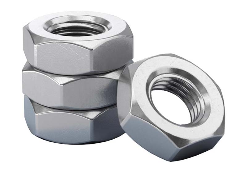 Black hexagonal thin nuts