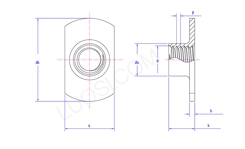 Weld Positive T Style Weld Nuts