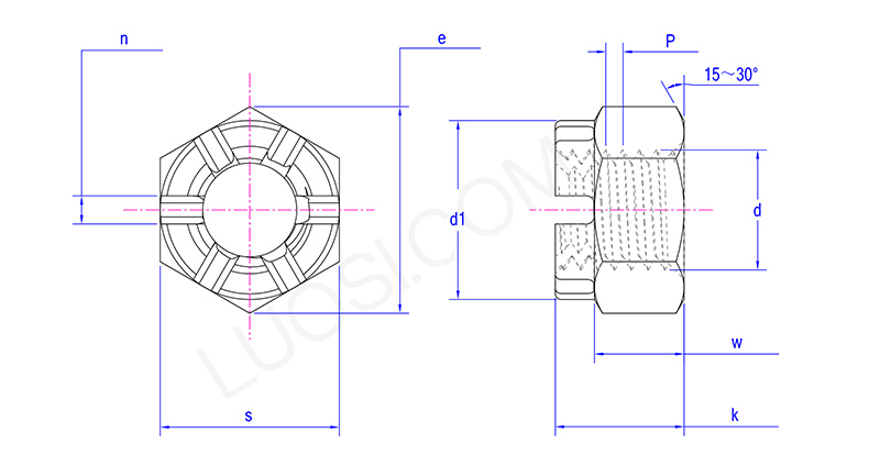 High Torque Crown Nut With Slot
