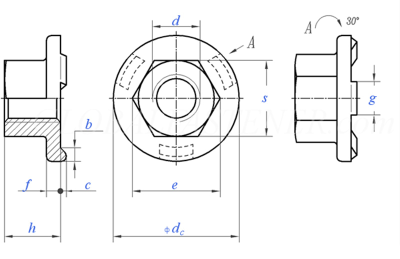 6 Projection Hex Weld Nut with Flange